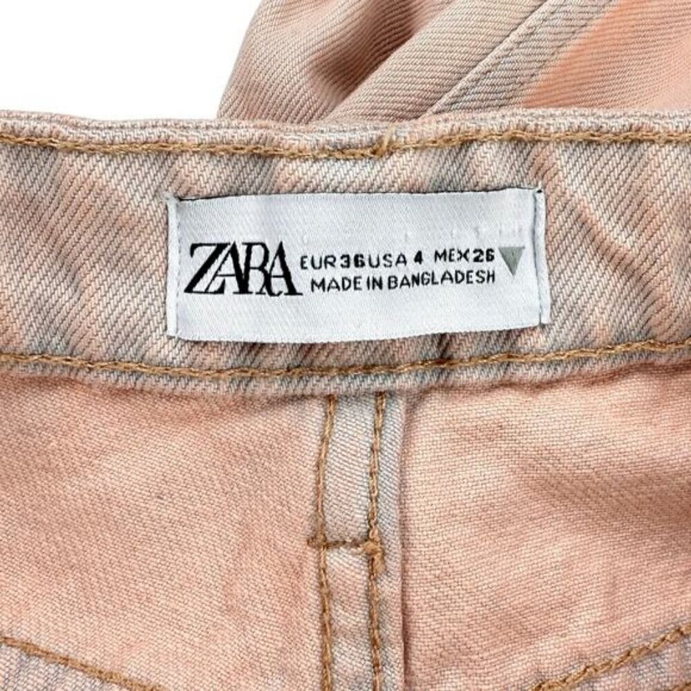 Zara Mid Rise Bootcut Jean Size 4 Pink Blue - Picture 11 of 11